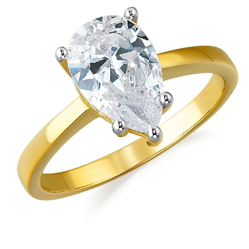 Ladies sapphire ring-Pear Cut Solitaire Ring