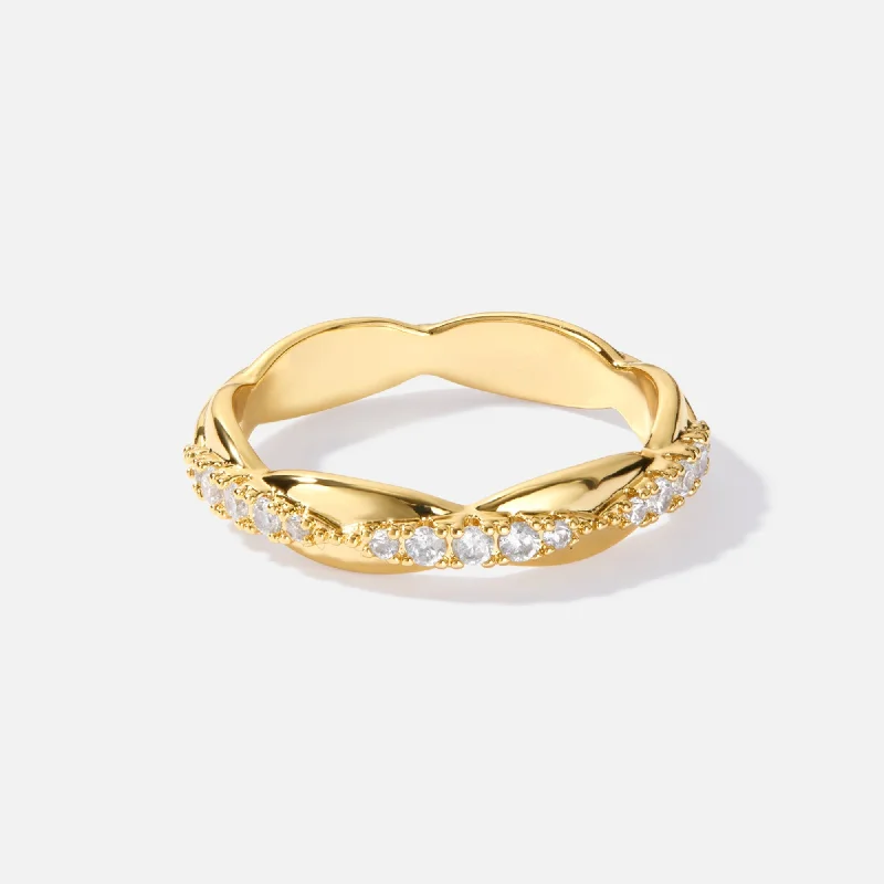 Ladies diamond ring-Aurora Gold Crystal Ring