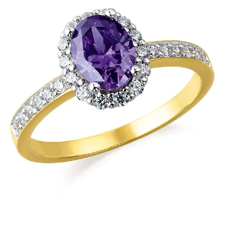 Ladies rose gold wedding band-Tru-Amethyst Cincature Ring