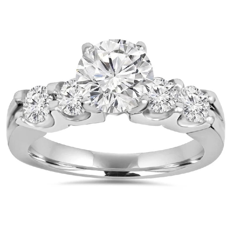 Ladies affordable engagement rings-2.30Ct Round Solitaire Diamond Engagement Ring 14K White Gold Lab Grown