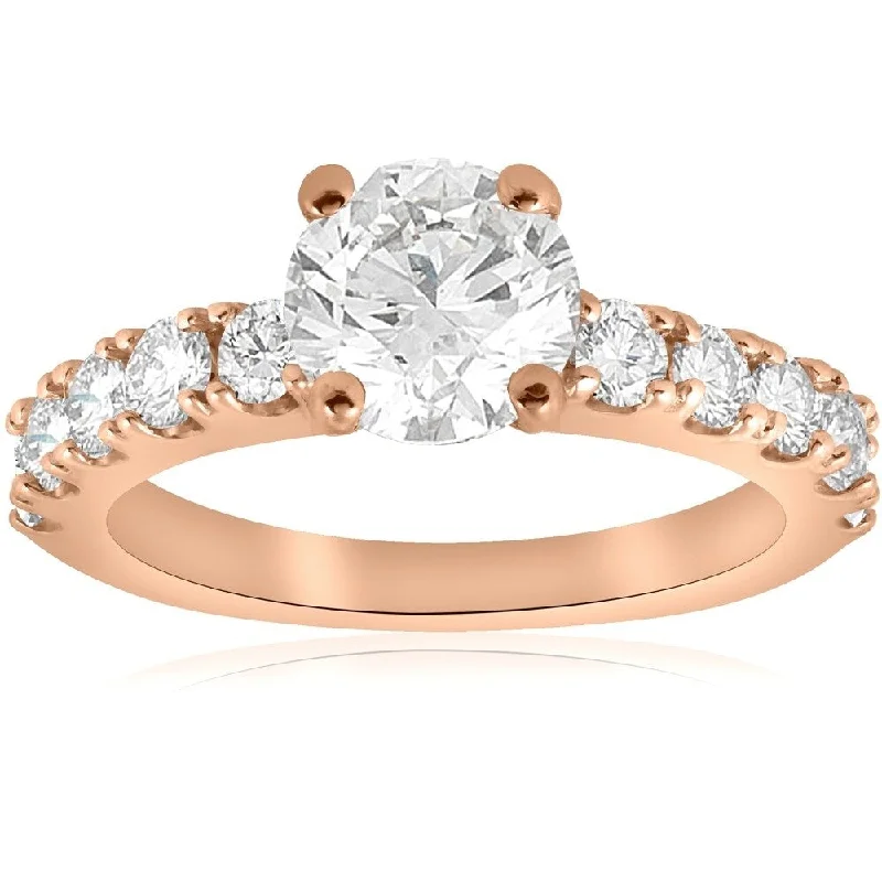 Ladies round halo engagement rings-Pompeii3 14K Rose Gold 2 ct TDW Diamond Clarity Enhanced Engagement Ring (G-H/SI2-I1) - White