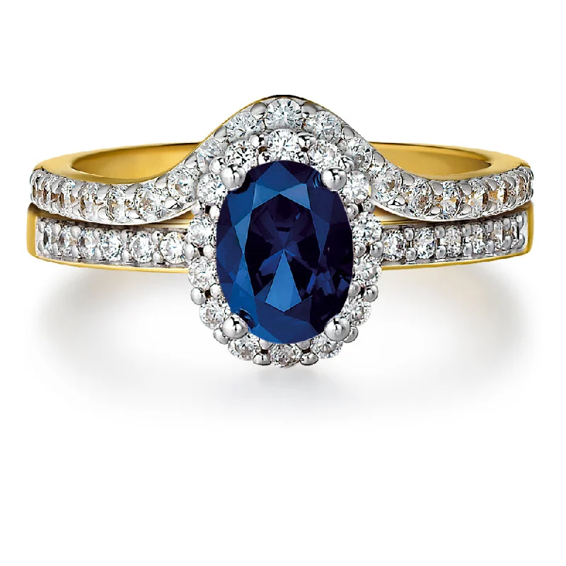 Ladies vintage ring-Tru-Sapphire Cincature Ring Set