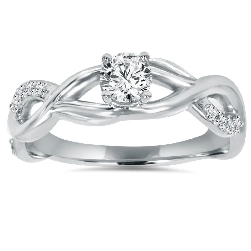 Ladies cushion halo engagement rings-14k White Gold 1/2ct TDW Diamond Infinity Intertwined Engagement Ring