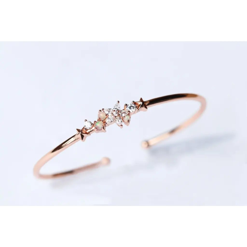 Ladies silver bangle bracelet-Ophelia Bangles - Rose Gold