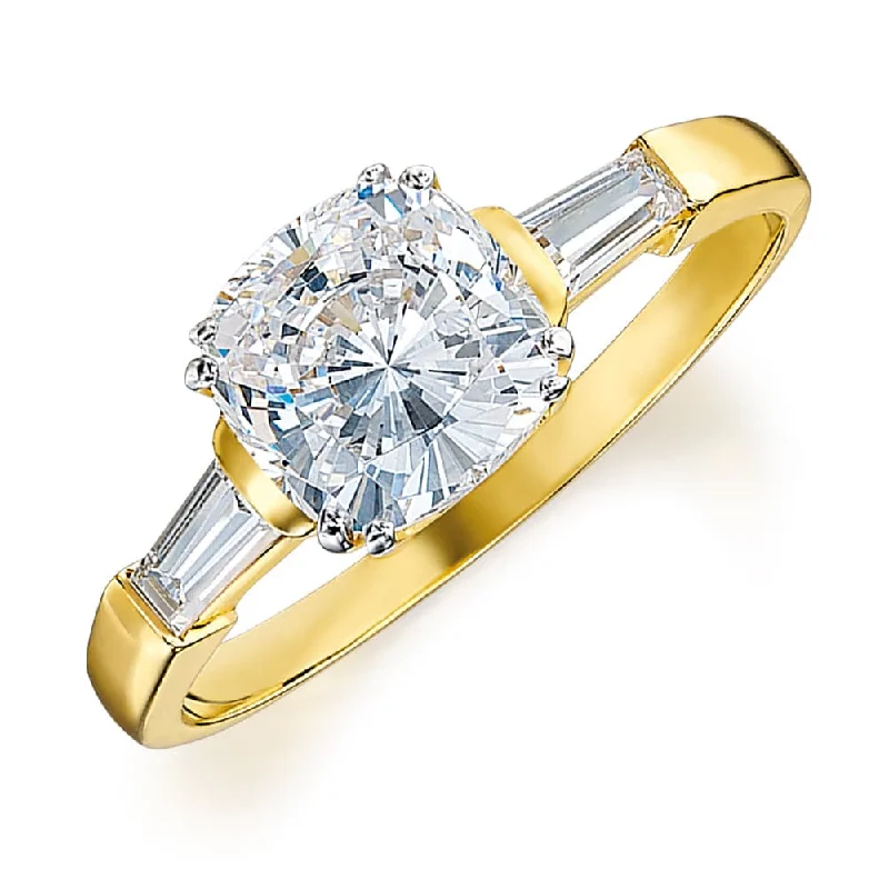 Ladies classic wedding ring-Cushion  Cut  Baguette  Ring