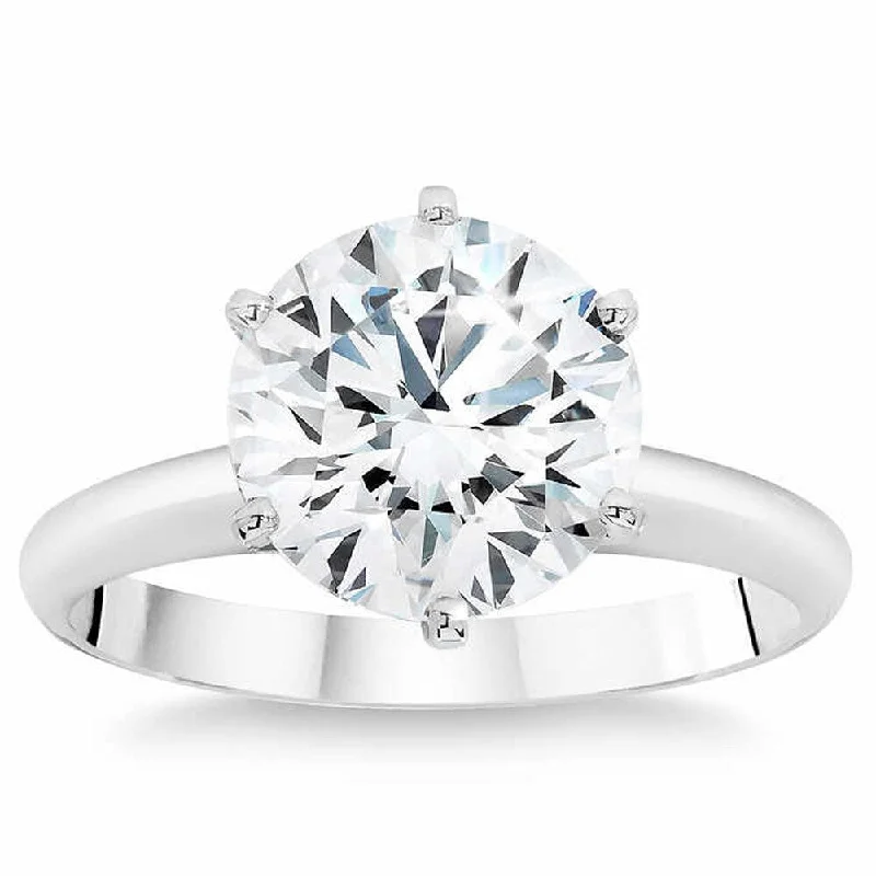 Ladies custom halo engagement rings-G/SI1 3.11Ct Certified Diamond Platinum Solitaire Engagement Ring Lab Grown