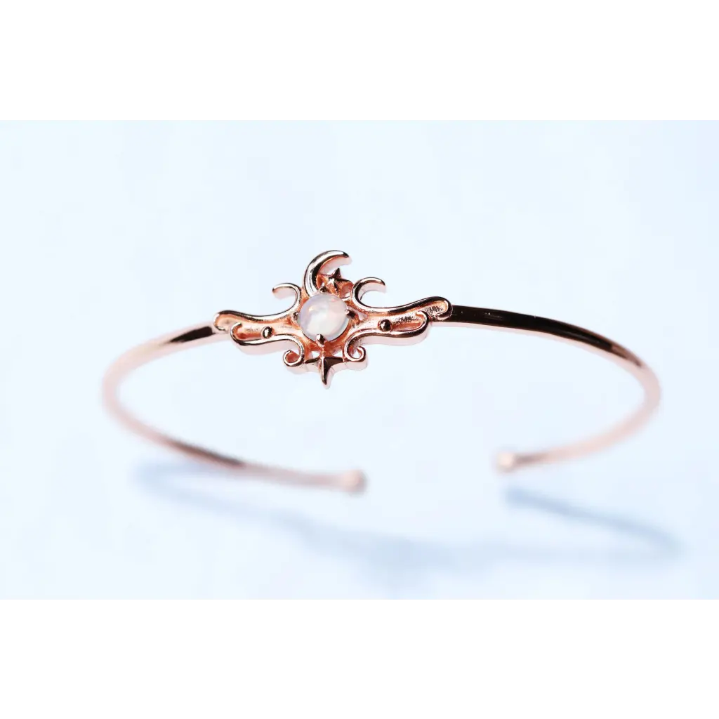 Ladies leather cuff bracelet-Cosmos Bangles - Rose Gold