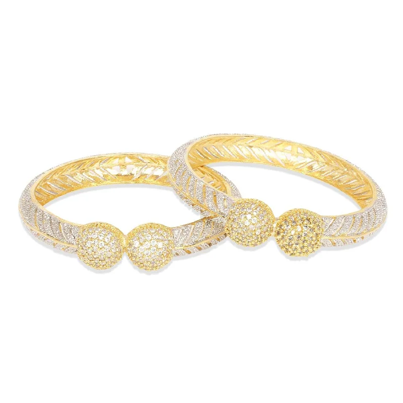 Ladies infinity bangle-Gold-Plated Alloy Gold Silver American Diamond 4 Bangles - The Pari