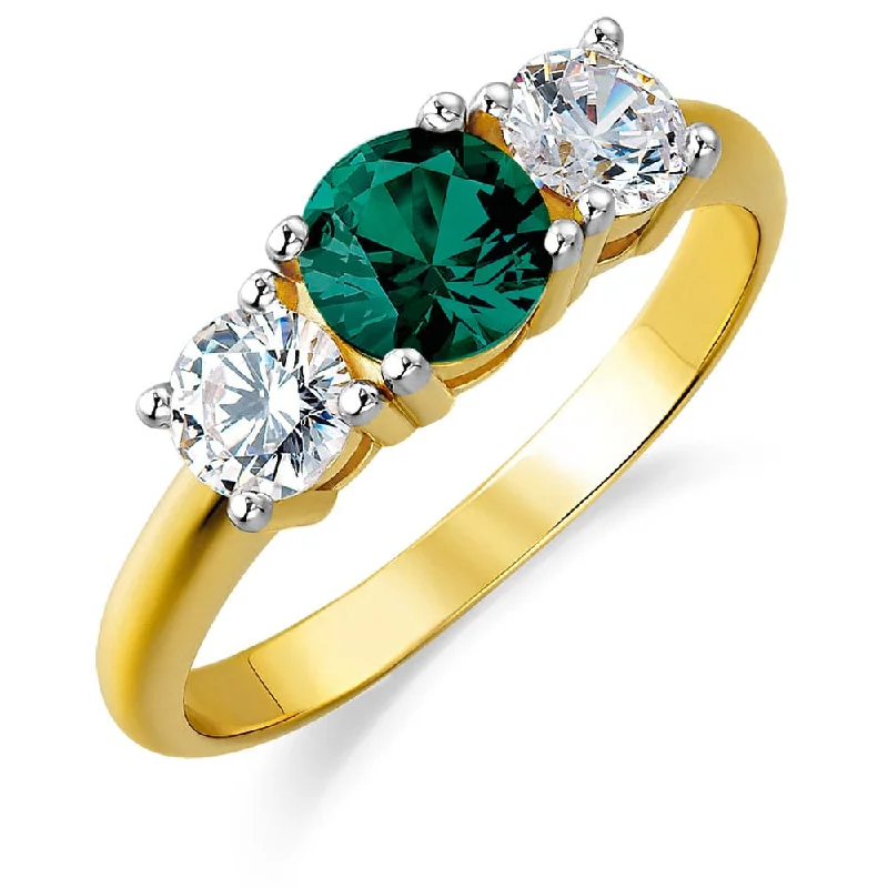 Ladies custom ring-Tru-Emerald Trilogy Ring