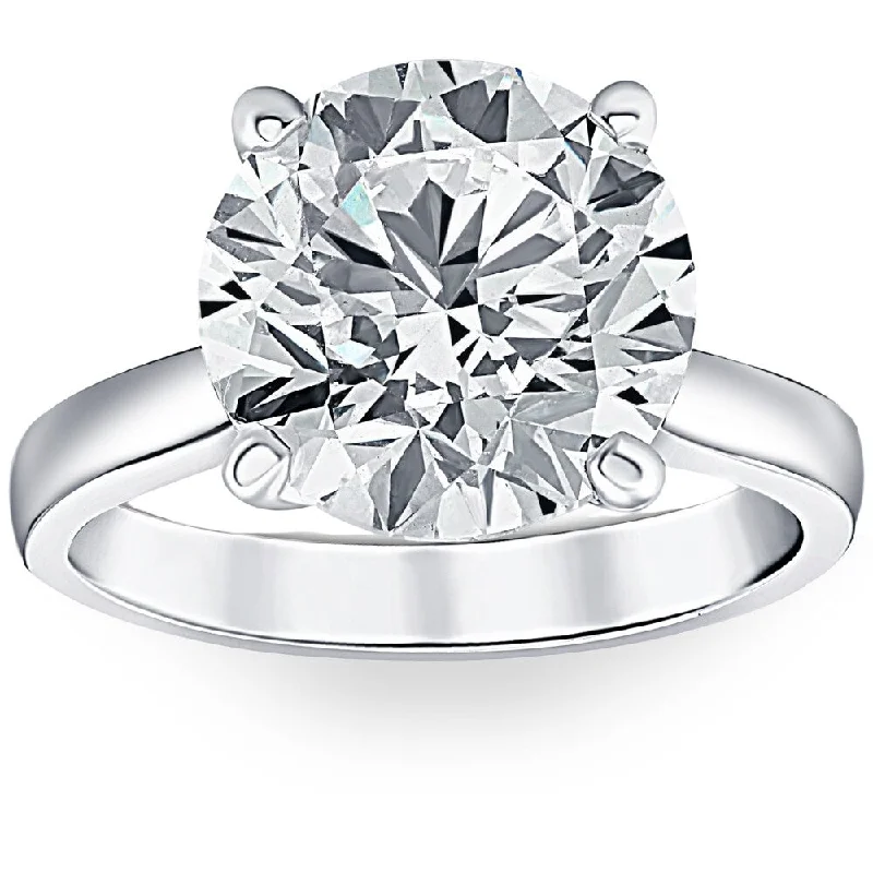 Ladies platinum engagement rings-3 Ct Diamond Solitaire Lab Grown Engagement Ring in 14k White Gold