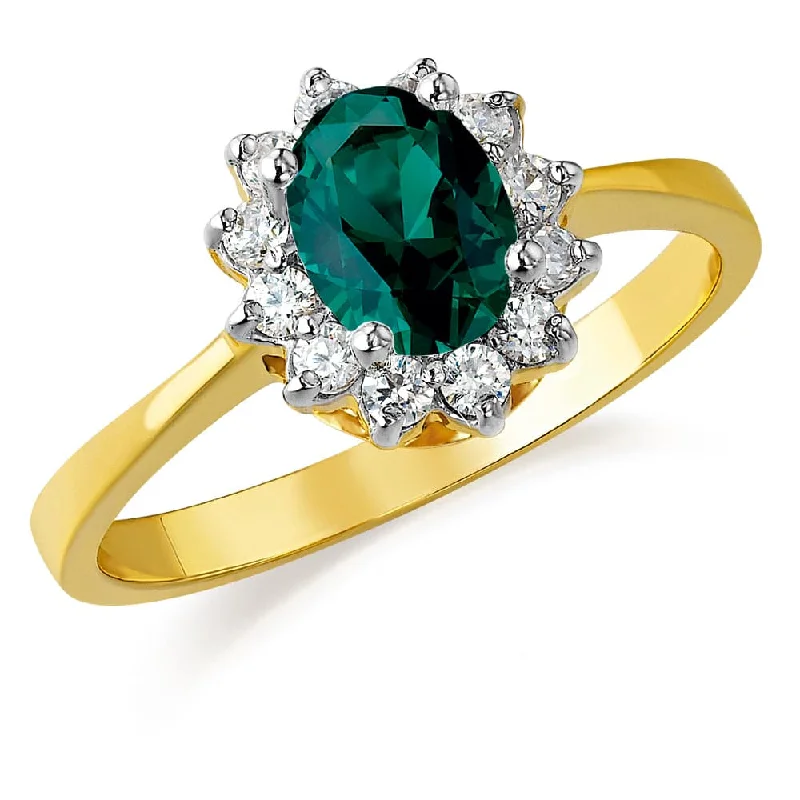 Ladies blue topaz ring-Tru-Emerald Cluster Ring