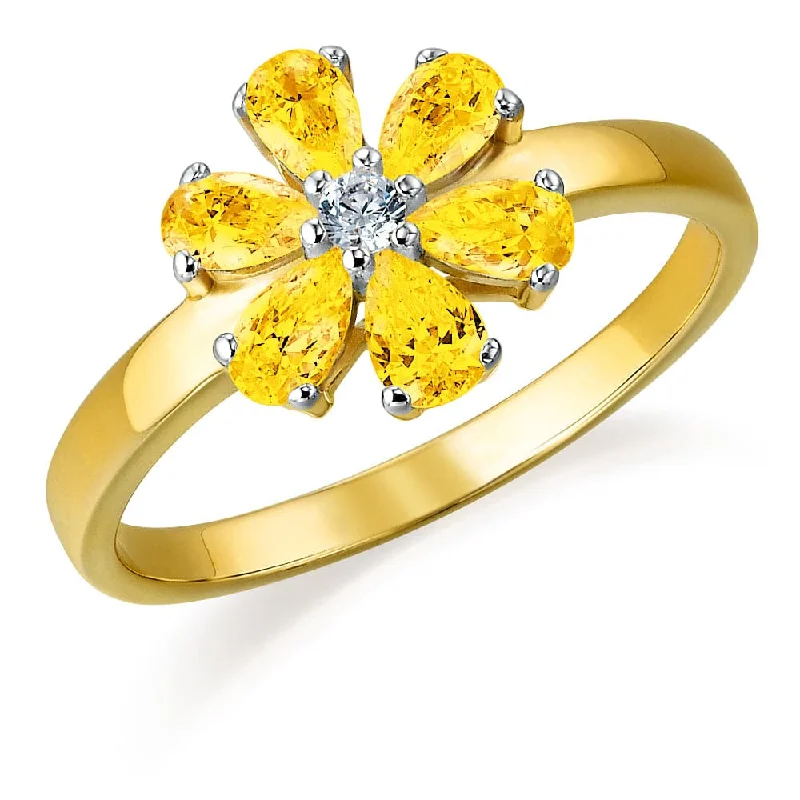 Ladies cubic zirconia ring-Yellow Forget-Me-Not Ring