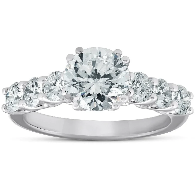 Ladies multi-stone engagement rings-14k White Gold 2 Ct TDW Round Diamond Engagement Ring Clarity Enhanced