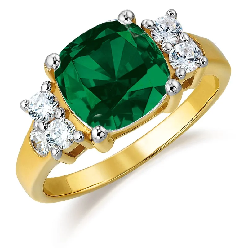 Ladies gold cocktail ring-Tru-Emerald Perfection Ring