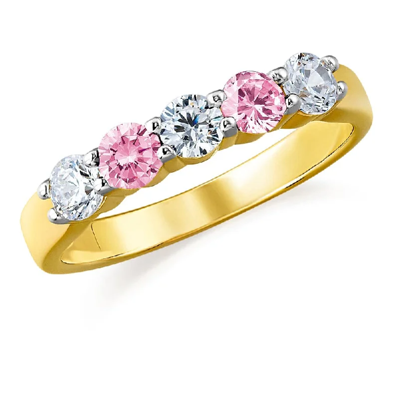 Ladies antique wedding ring-Pink Quintet Ring