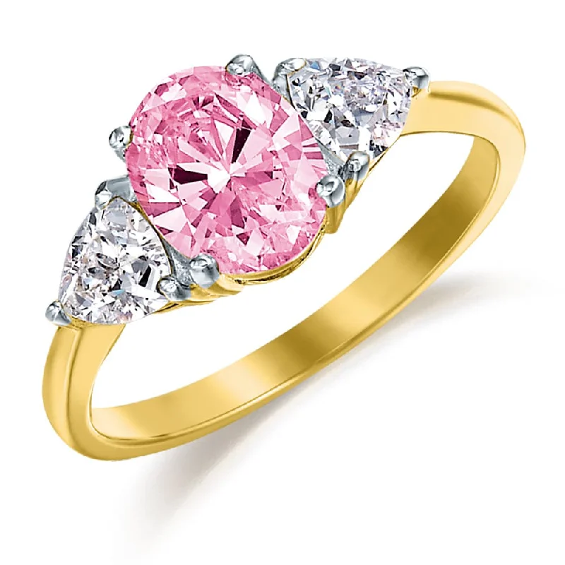 Ladies vintage style ring-Pink Oval Trillion Ring