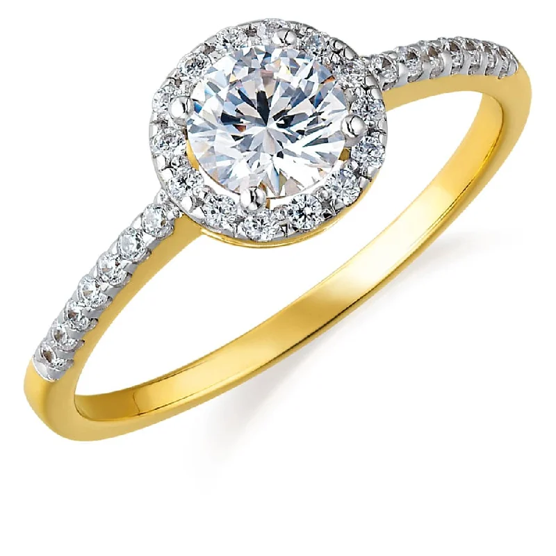 Ladies diamond halo engagement ring-Posh Halo Ring