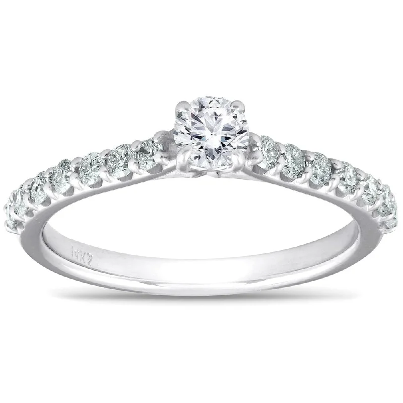 Ladies rose gold halo engagement rings-14k White Gold 3/4 Ct TDW Diamond Engagement Ring