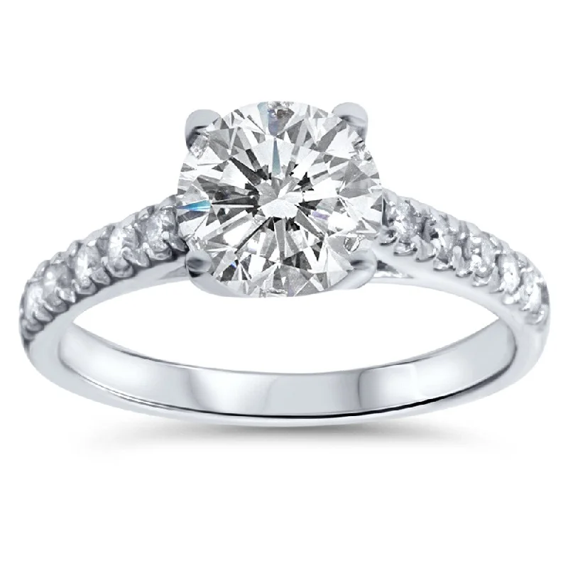 Ladies cushion cut diamond engagement rings-14k White Gold 2 1/4ct TDW Diamond Clarity Enhanced Engagement Ring