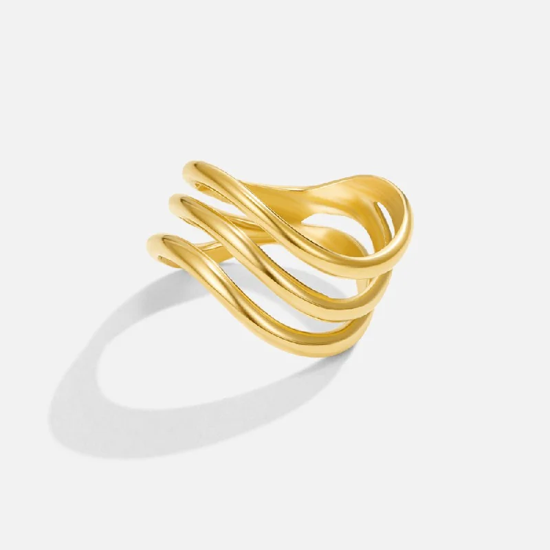 Ladies bridal ring-Kiya Layered Gold Ring