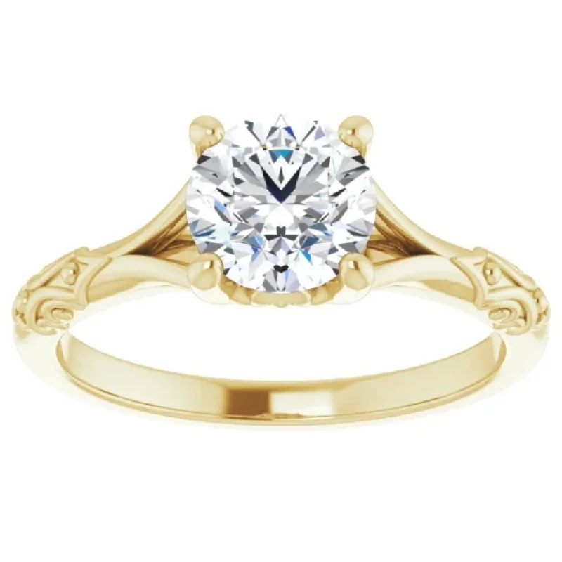 Ladies affordable engagement rings-1 Ct Solitaire Diamond Engagement Ring 14k Yellow Gold Clarity Enhanced