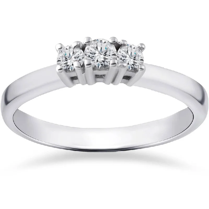 Ladies engagement rings with sapphires-1/2ct Three Stone Lab Created Diamond Engagement Ring 14K White Gold