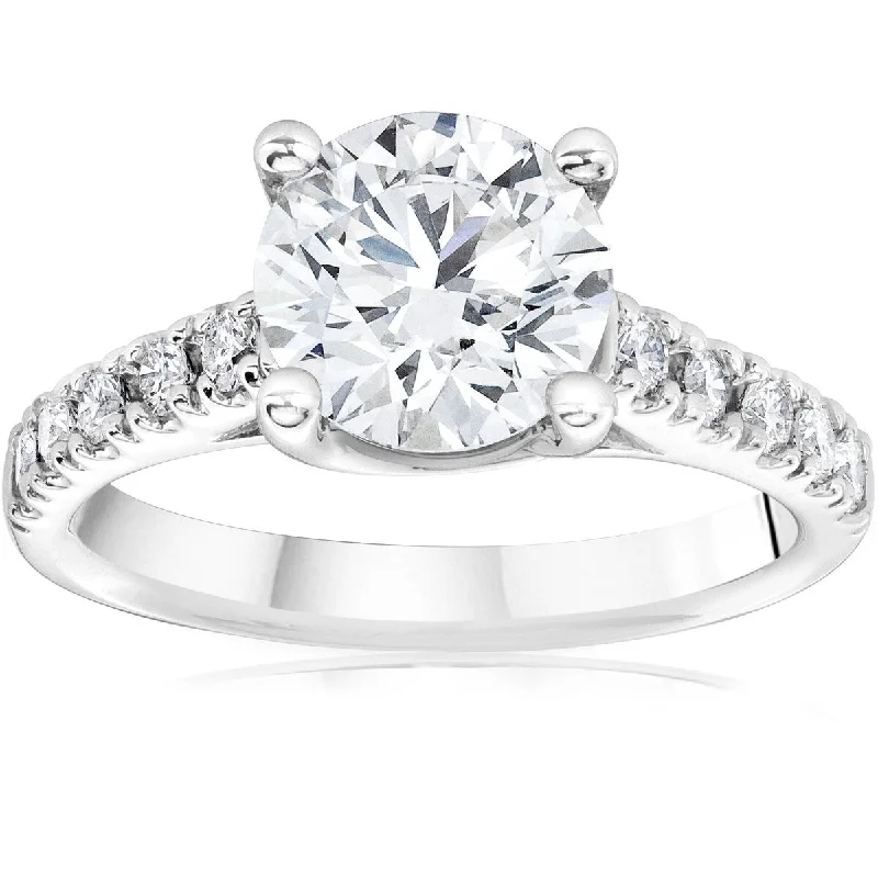 Ladies mixed metal engagement rings-2 1/2 Ct Diamond Engagement Ring Lab Grown 14k White Gold