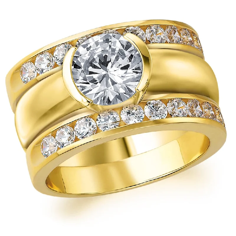 Ladies designer engagement ring-Budding Solitaire Ring Set