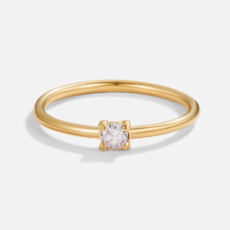 Ladies platinum ring-June Birthstone 18K Gold Ring