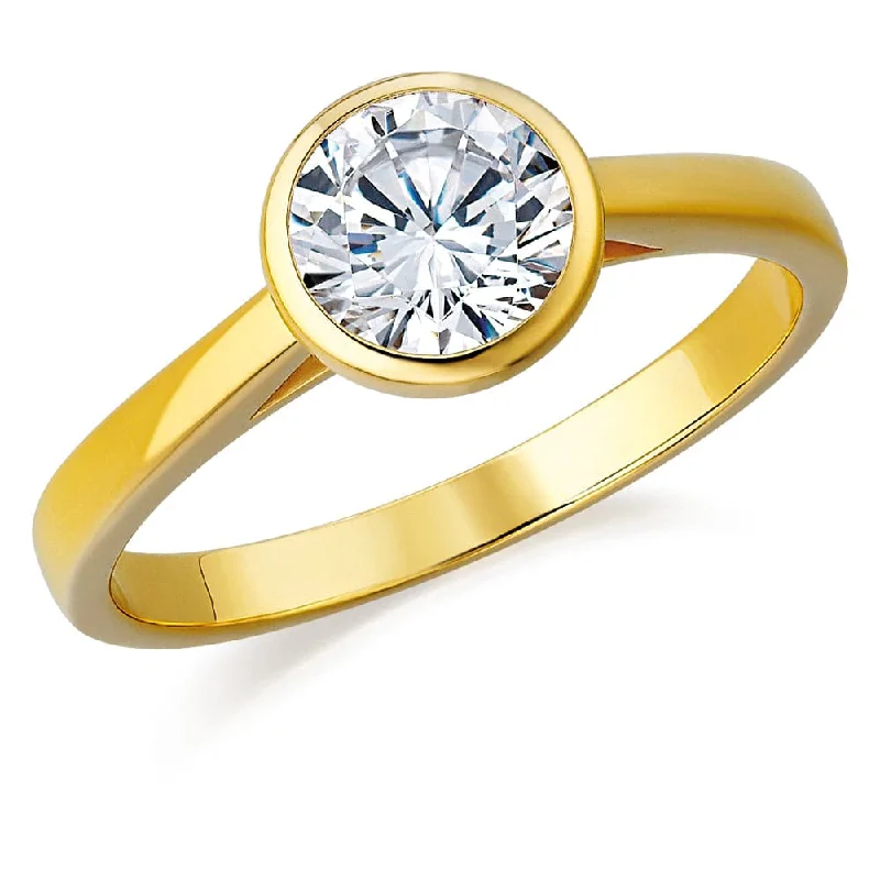 Ladies cushion cut ring-Classic Bezel Solitaire Ring