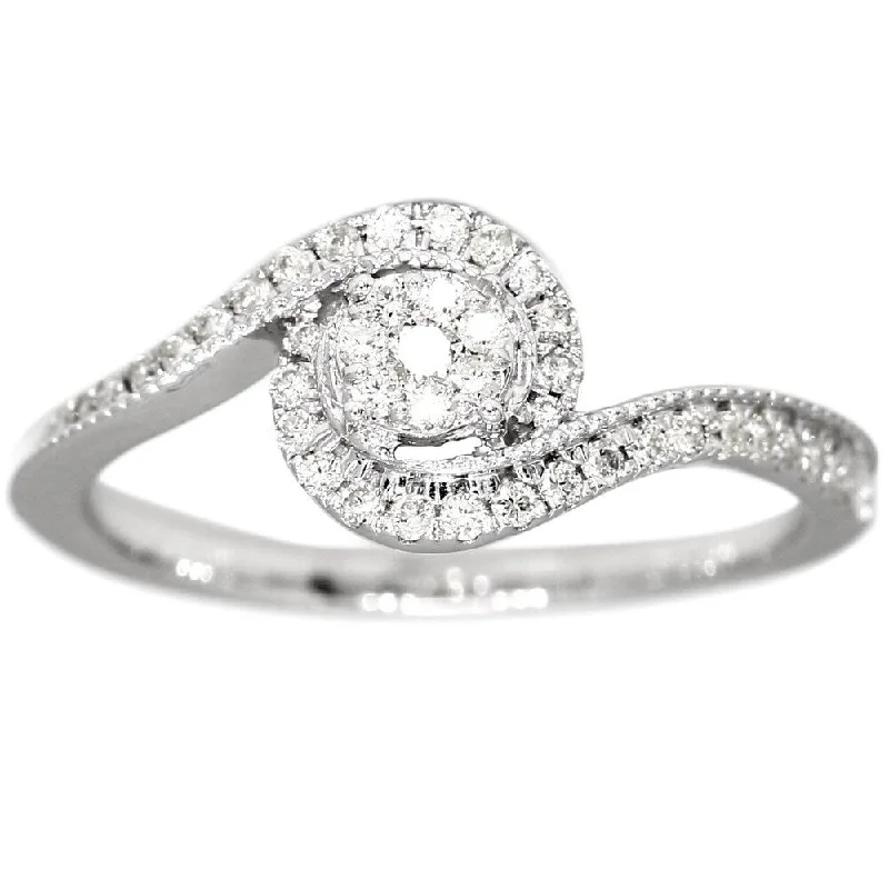 Ladies classic solitaire engagement rings-Pompeii3 10k White Gold 1/3Ct. TDW Diamond Engagement Halo Ring