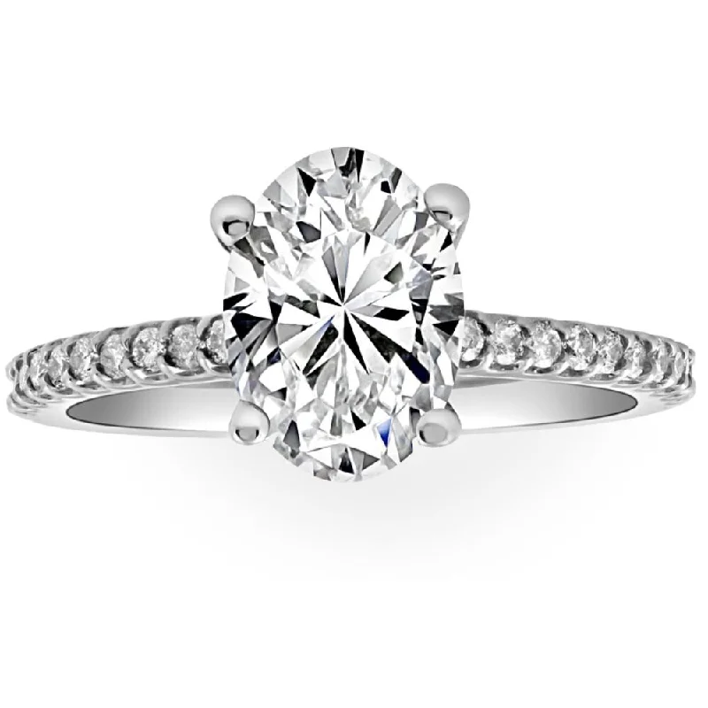 Ladies oval engagement rings-VS 2 1/2Ct Oval Lab Grown Diamond Engagement Ring in 14k White or Yellow Gold