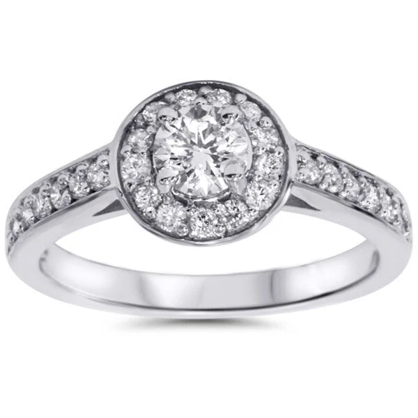 Ladies eternity engagement rings-14k White Gold 3/4ct TDW Halo White Diamond Engagement Ring (H-I, I2-I3)