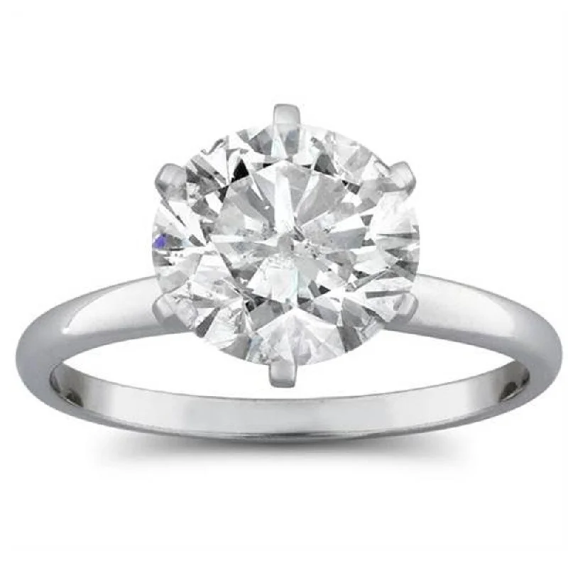 Ladies white diamond engagement rings-Pompeii3 14k White Gold 2 CT TDW Solitaire Diamond Engagement Ring Clarity Enhanced