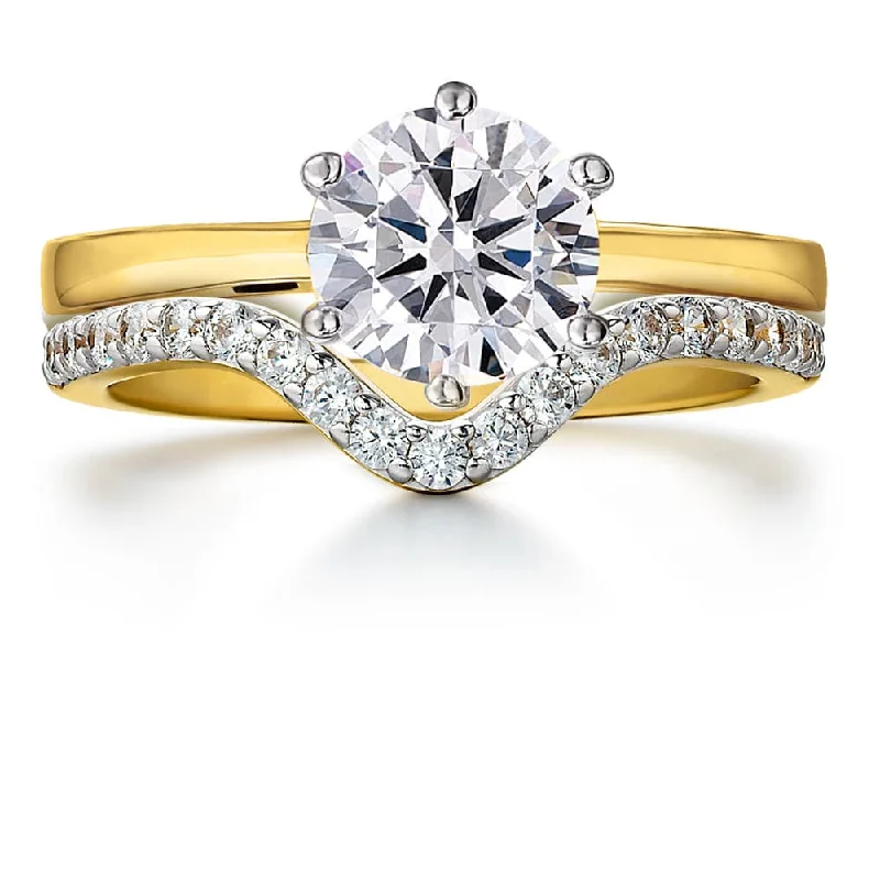 Ladies gold ring-2 ct. Tulip Solitaire Ring Set