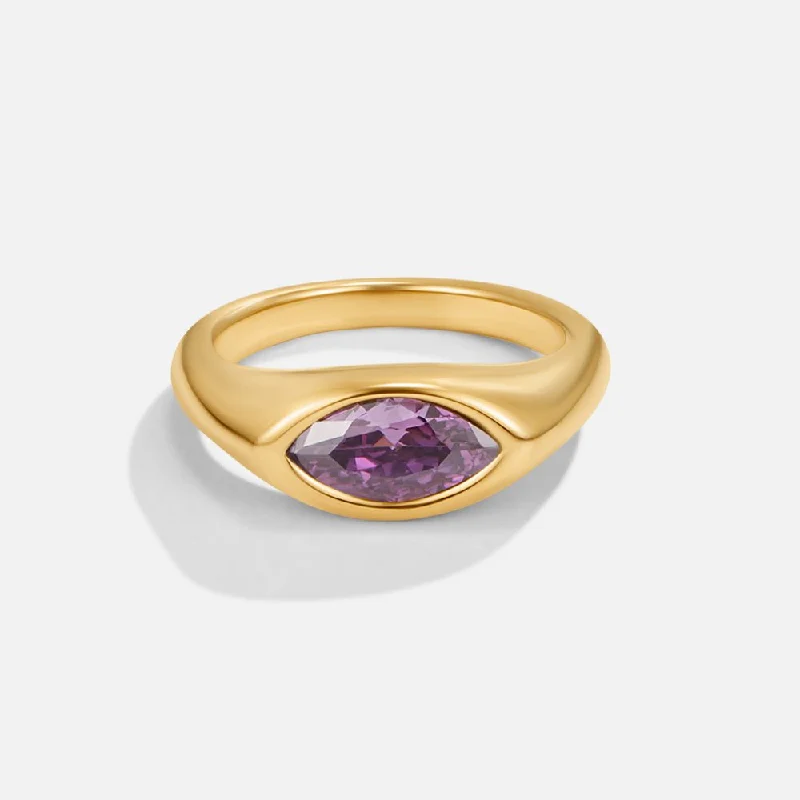 Ladies rose gold ring-Purple Arizona Crystal Ring