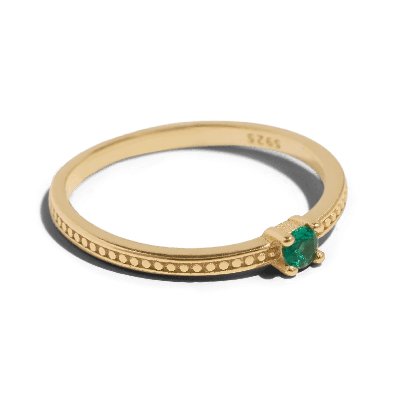 Ladies halo diamond ring-THE EMMA RING GREEN - solid gold