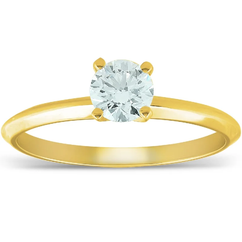 Ladies solitaire engagement rings with sapphires-14k Yellow Gold 5/8 ct Round Solitaire Diamond Engagement Ring