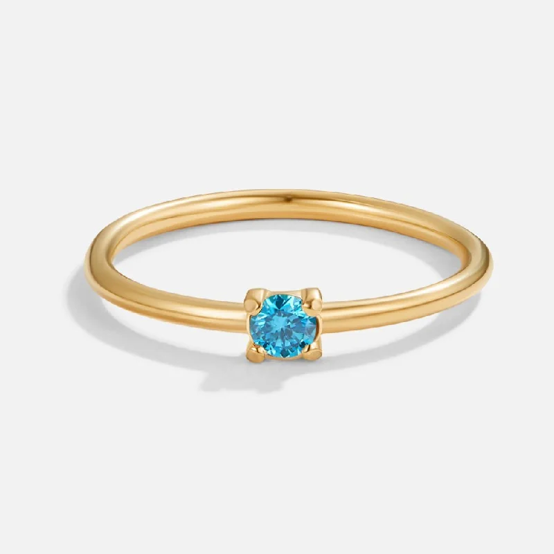 Ladies anniversary ring-December Birthstone 18K Gold Ring