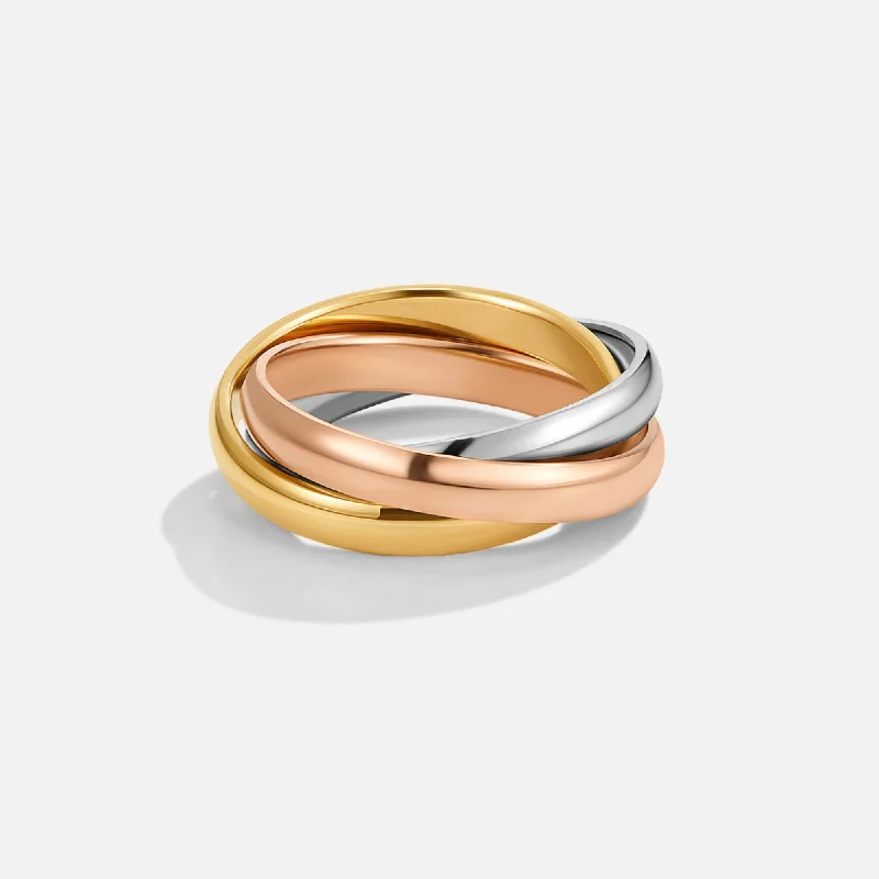 Ladies ruby ring-Elena Three-Toned Loop Ring