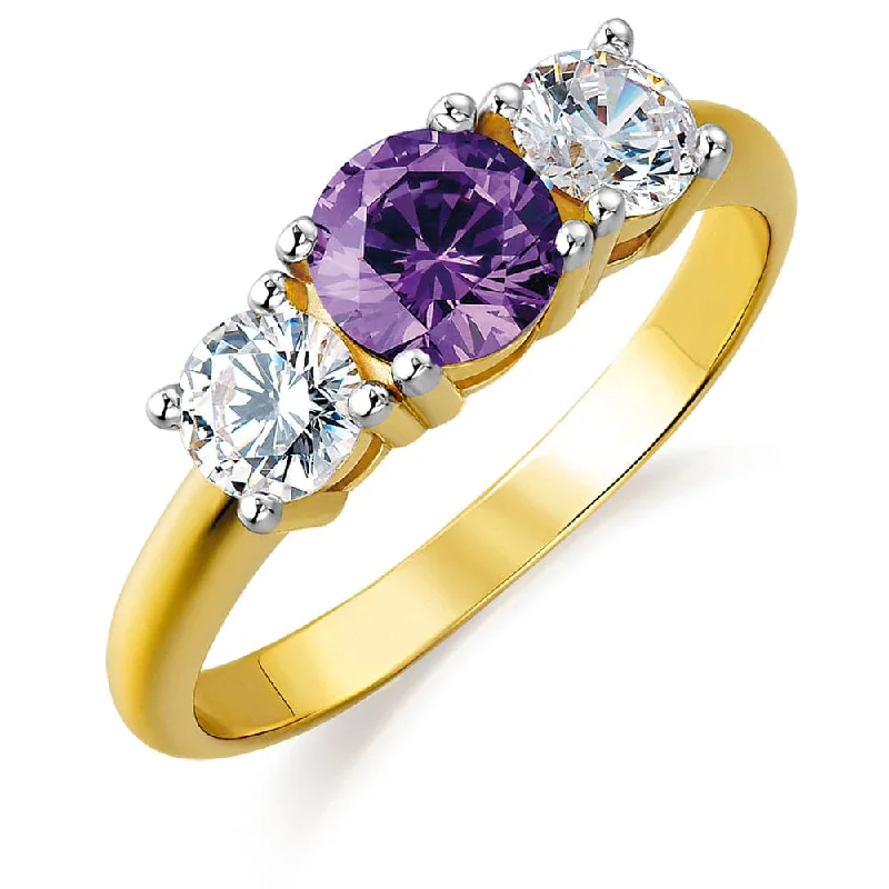 Ladies three-stone ring-Tru-Amethyst Trilogy Ring