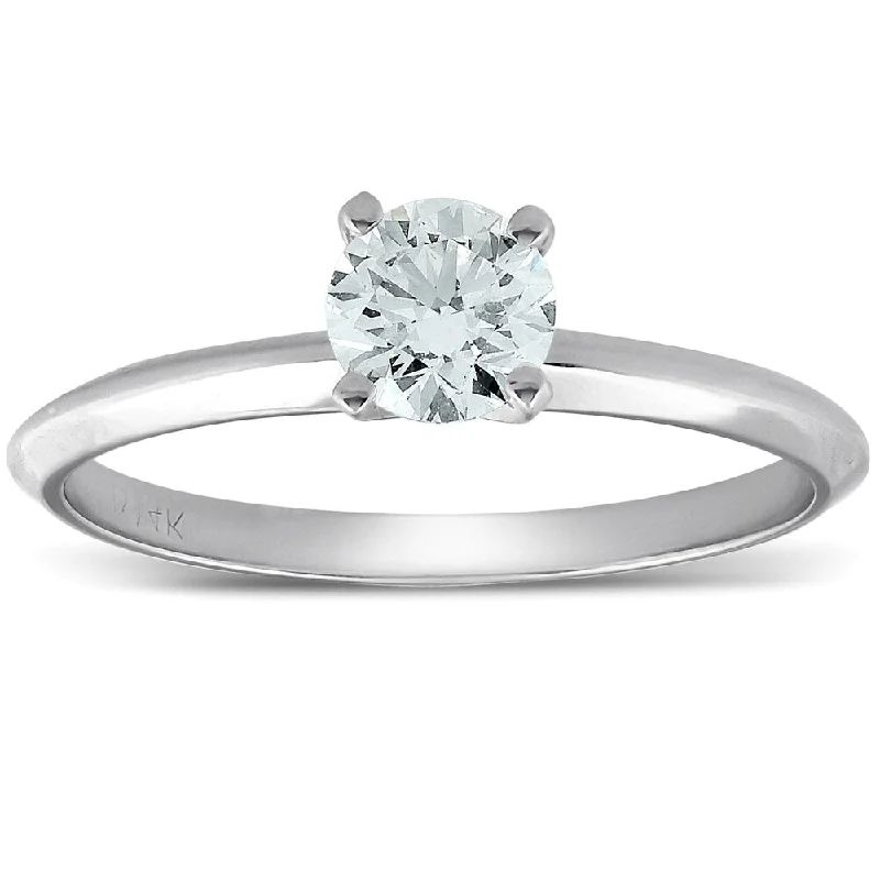 Ladies engagement rings with intricate designs-Pompeii3 14k White Gold 1/3 Ct TDW Diamond Solitaire Engagement Ring Lab Grown Eco Friendly