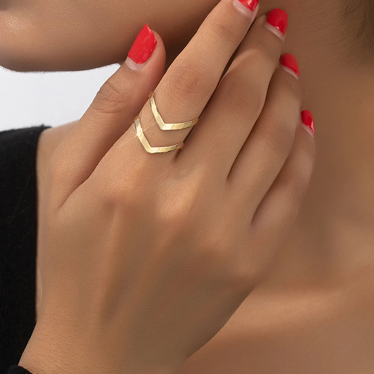 Ladies rose gold ring-Simple Style V Shape Alloy Plating Gold Plated Women's Open Rings