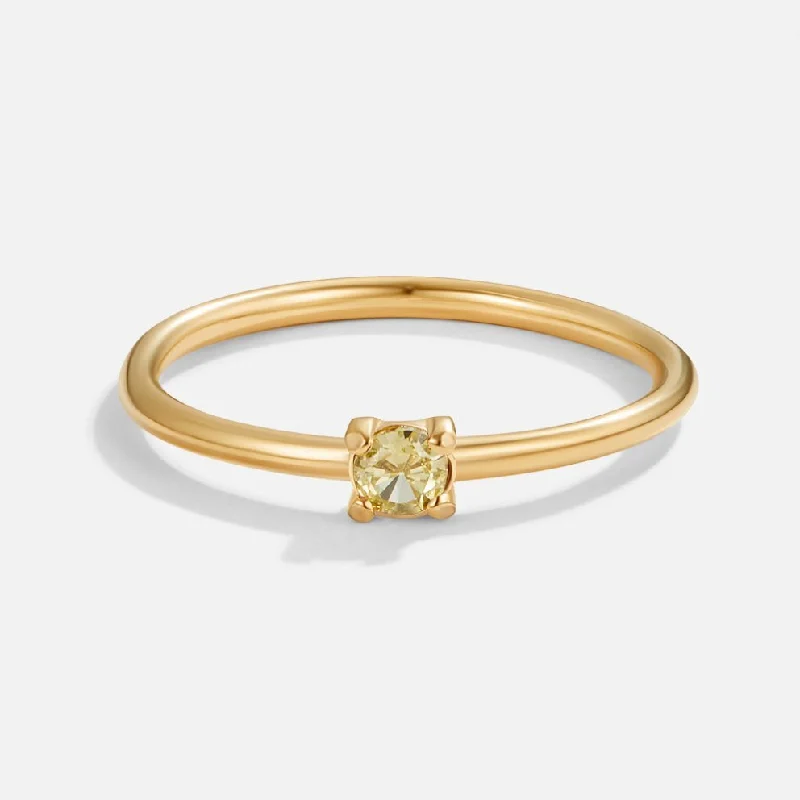 Ladies baguette diamond ring-August Birthstone 18K Gold Ring