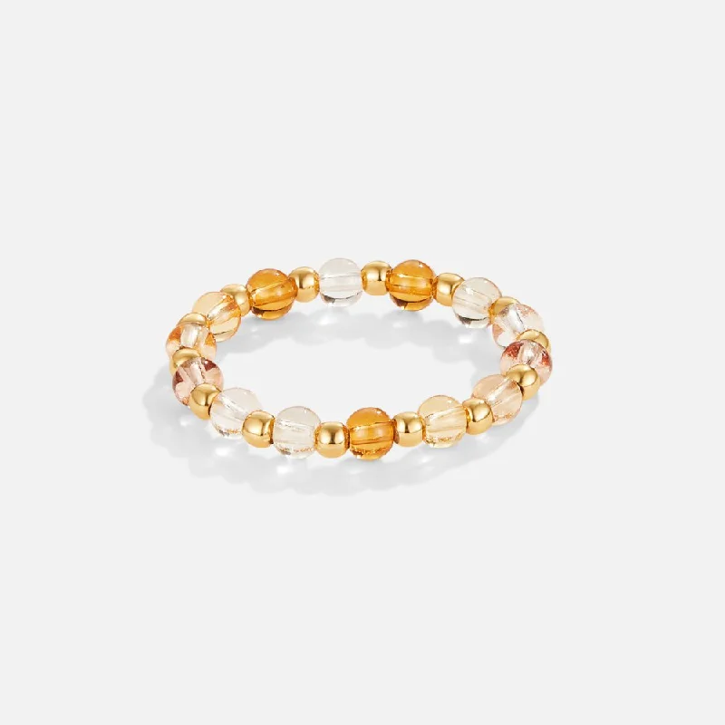 Ladies gold ring-Agate Bead Ring