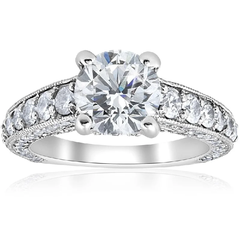 Ladies diamond band engagement rings-Pompeii3 3 1/2 ct TDW Diamond Clarity Enhanced Engagement Ring 14k White Gold