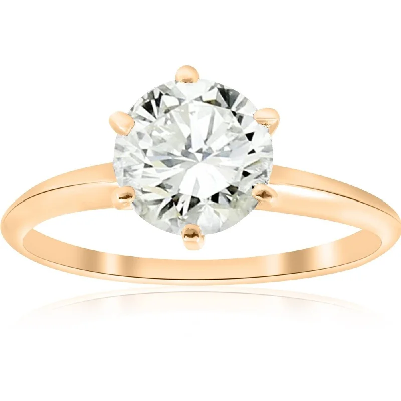 Ladies custom designed engagement rings-Pompeii3 14k Yellow Gold 1 1/2 Ct TDW Solitaire Diamond Engagement Ring Clarity Enhanced