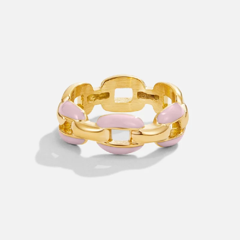 Ladies aquamarine ring-Pink Reya Chain Ring