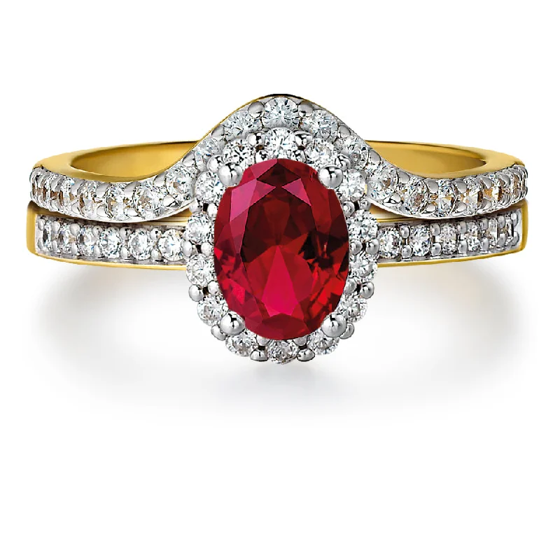 Ladies signet ring-Tru-Ruby Cincature Ring Set