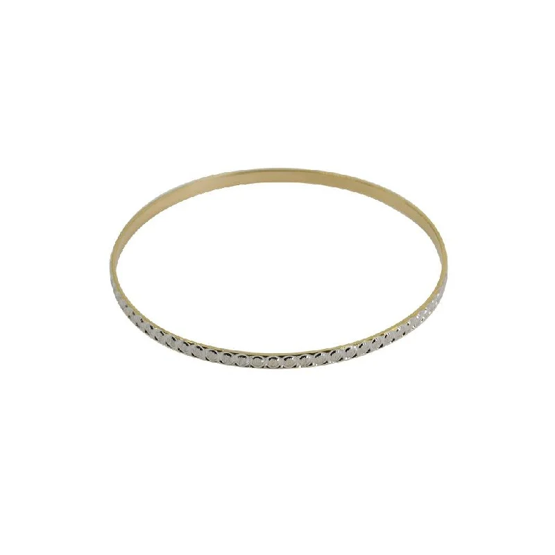 Ladies solid gold bracelet-22K Multi Tone Gold Bangles, Set of 6 W/ Circle Textured Design, Size 2.5